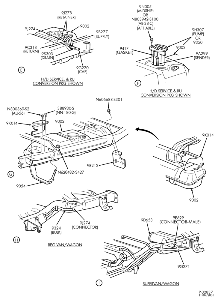 Схема 10 CYL. 6.8L-Fuel lines & related parts - midship tank - Page B