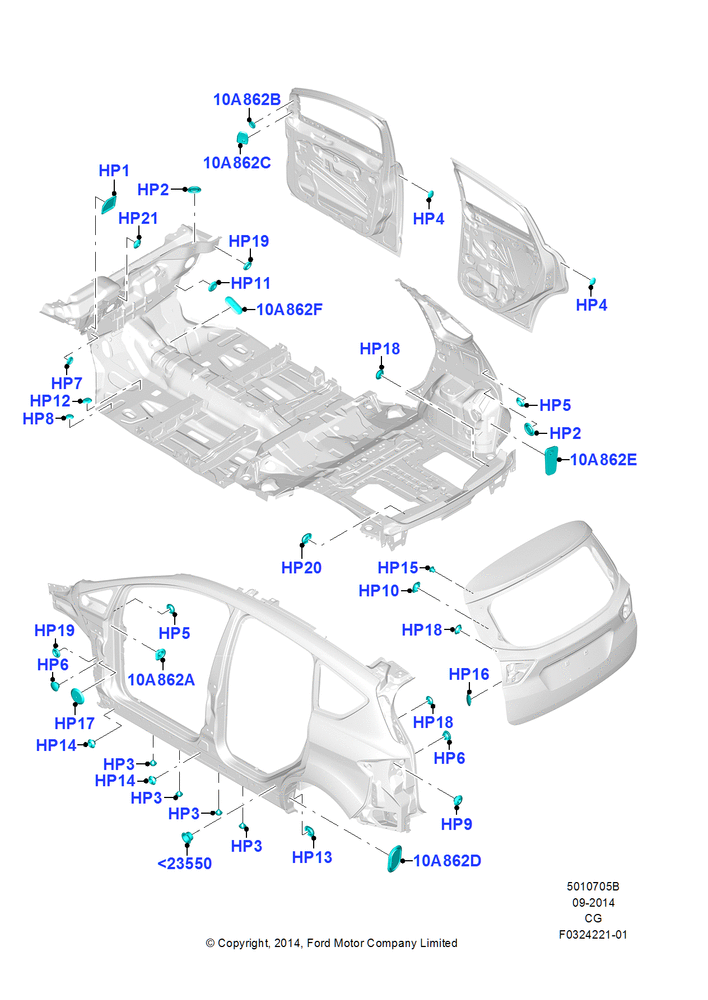 Схема Заглушки кузова, Plug-In Gas/Electric Hybrid; 13.10.2014–26.04.2018