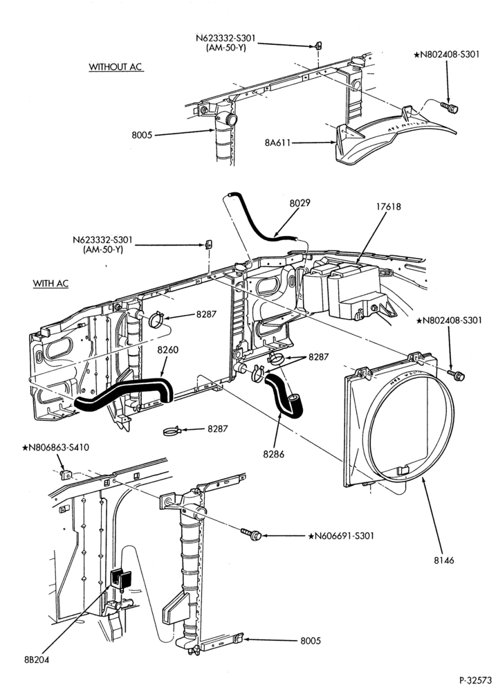 Схема Радиатор, GRILL AND COOLING-Cooling system & related parts - 4 cyl. 2.3L-R
