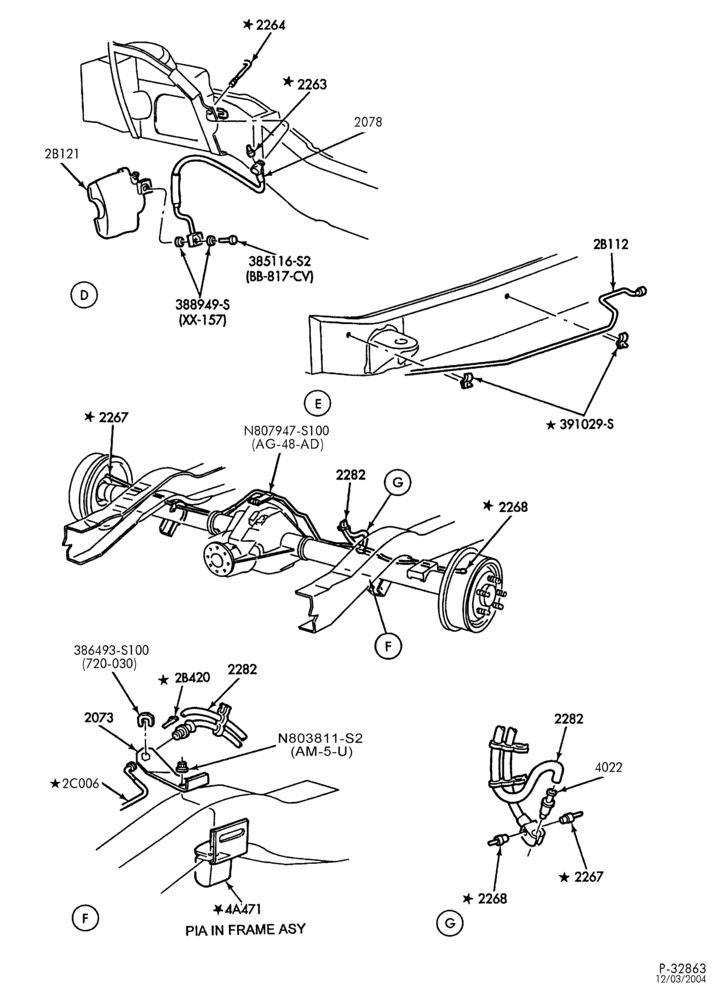 Схема BRAKES-Brake system - rear anti-lock only - Page B-E150/350