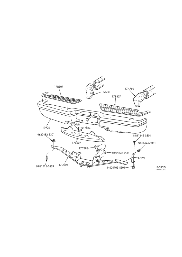 Схема Бамперы — Задний бампер parts-F150/250