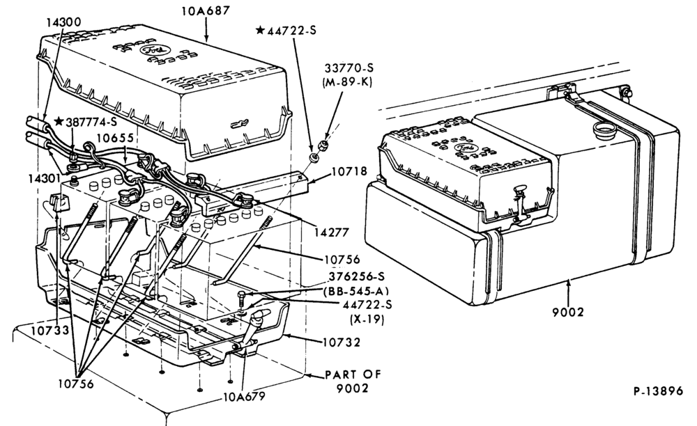 Схема BATTERY CARRIERS-CL-CLT900-diesel-(3 or 4 - 12 volt 78, 80 or 93 amp. batteries)- w/dual integral battery box and fuel tank