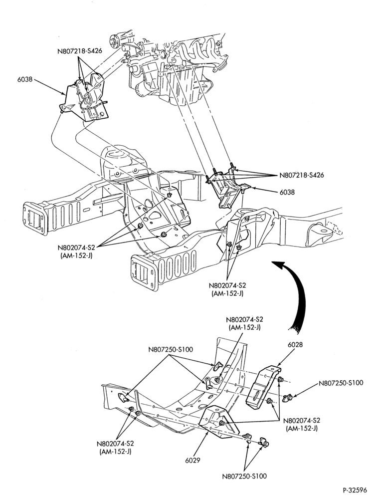 Схема 6 CYL. 4.2L-Engine supports - front-E150/250