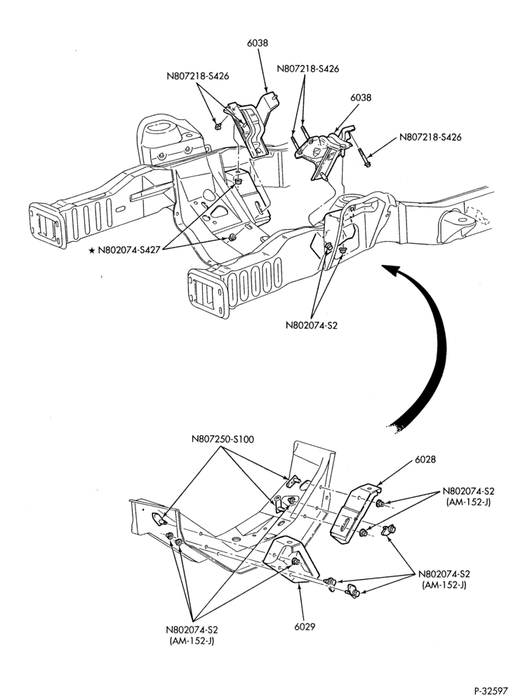 Схема 8 CYL. 5.4L-Engine supports, insulators & related parts - front