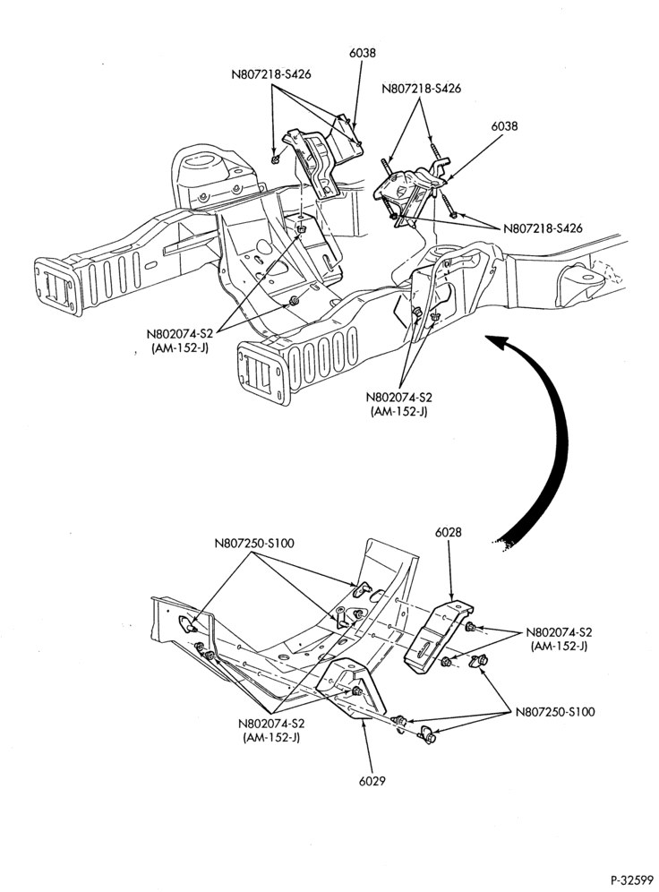 Схема 10 CYL. 6.8L-Engine supports, insulators & related parts - front-E250/550