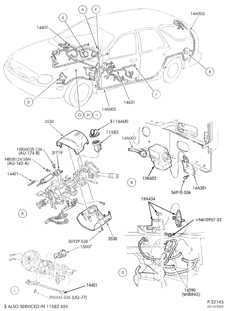 Схема Стартер, IGNITION AND HEADLAMP SWITCHES-Anti-theft alarm, wiring & related parts - B/T 74 - Page A