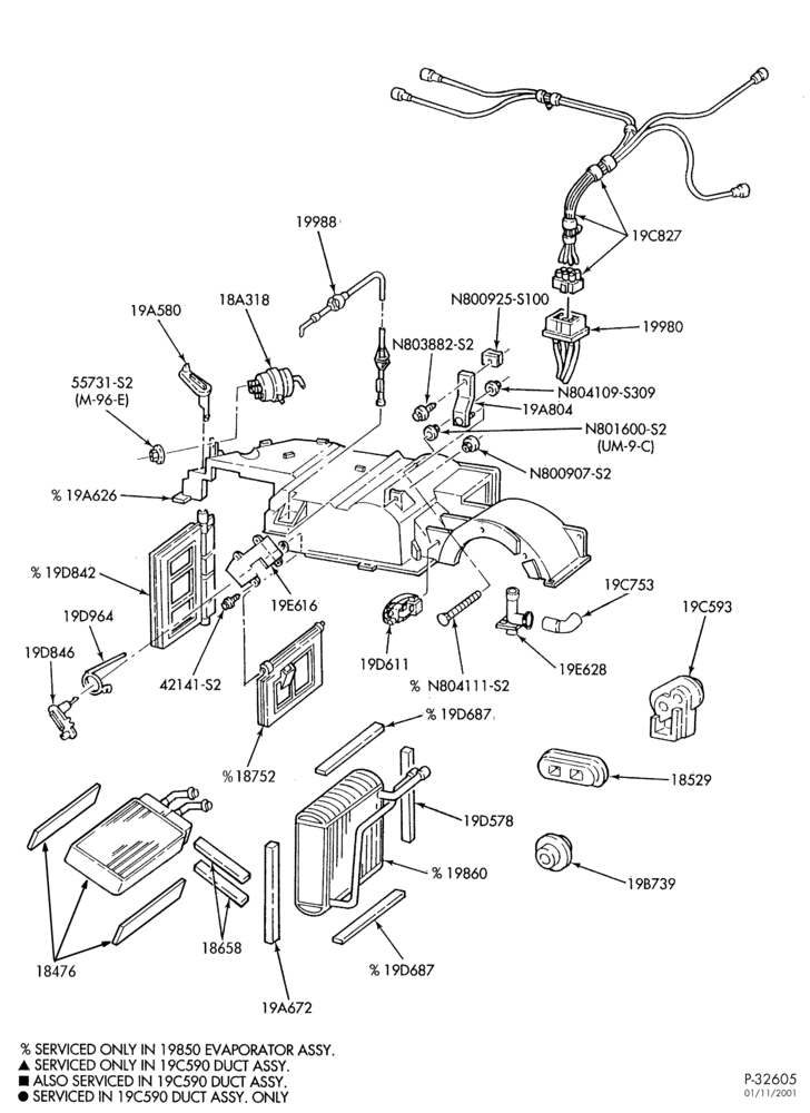 Схема AIR CONDITIONER-Evaporator - upper - integral - A.T.C.