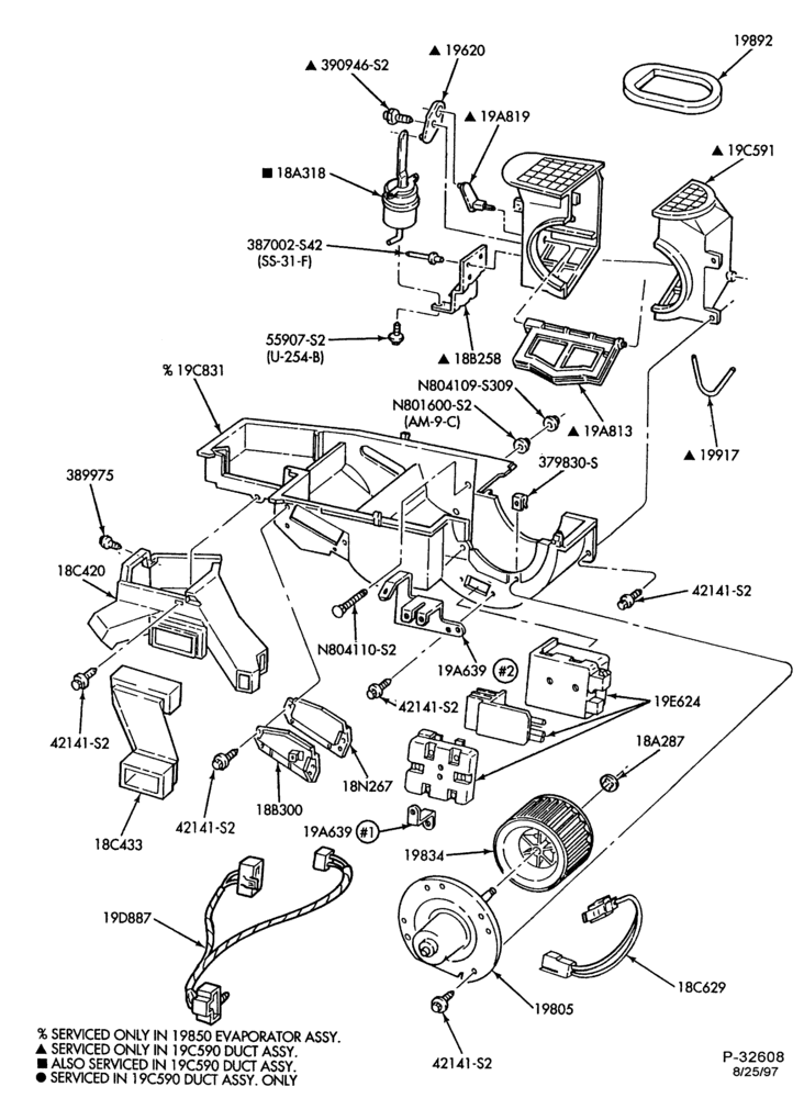 Схема AIR CONDITIONER-Evaporator - lower - integral - A.T.C.