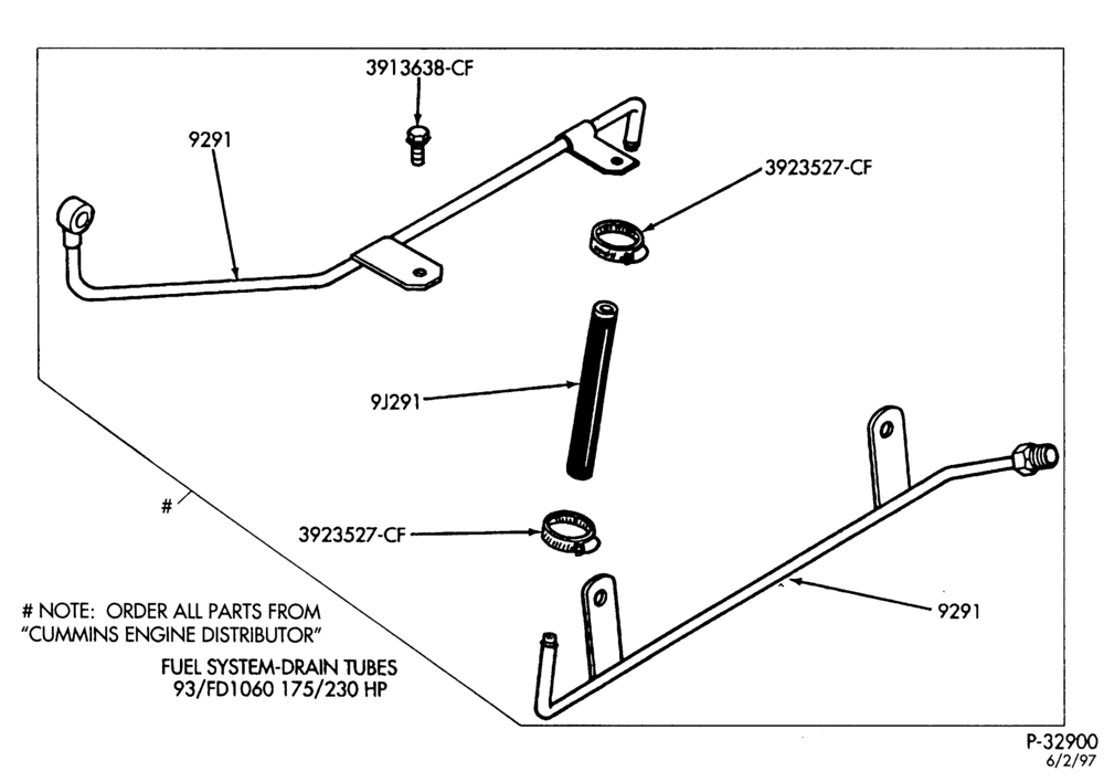 Схема 6 CYL. FD-1060 DIESEL-Fuel system drain tube
