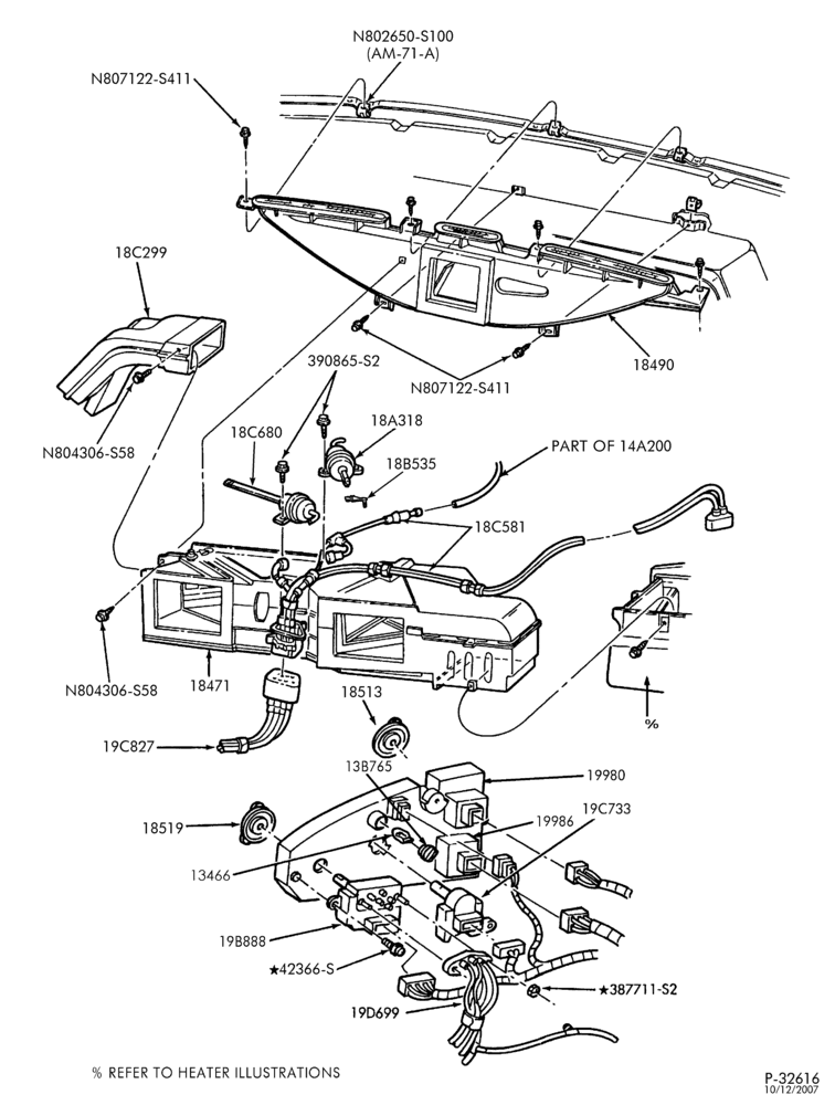 Схема AIR CONDITIONING-Bezels & controls - integral - main-E150/550