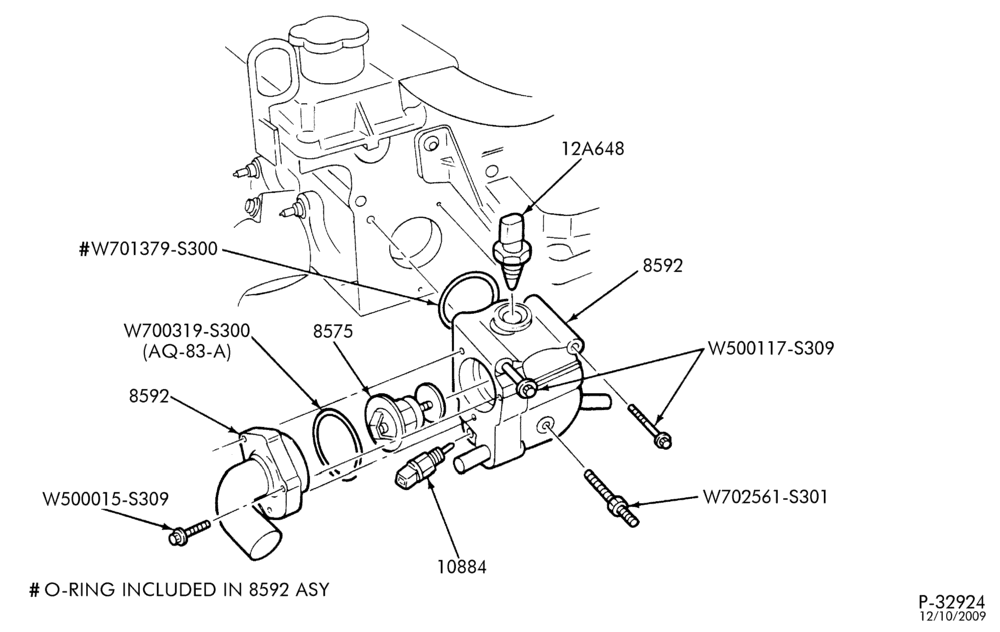 Схема Радиатор, GRILL AND COOLING-Thermostat, housing & related parts - 4 cyl. 2.0L - DOHC