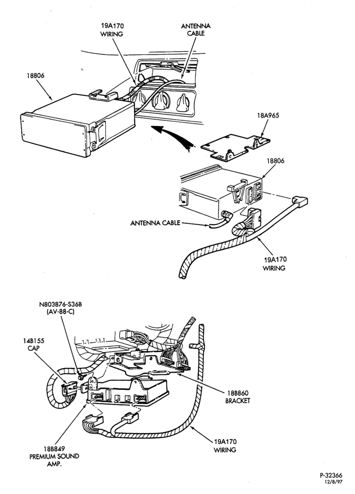 Схема RADIOS-Radio/amplifier installation-F250-Over 8500# GVW, F(Super