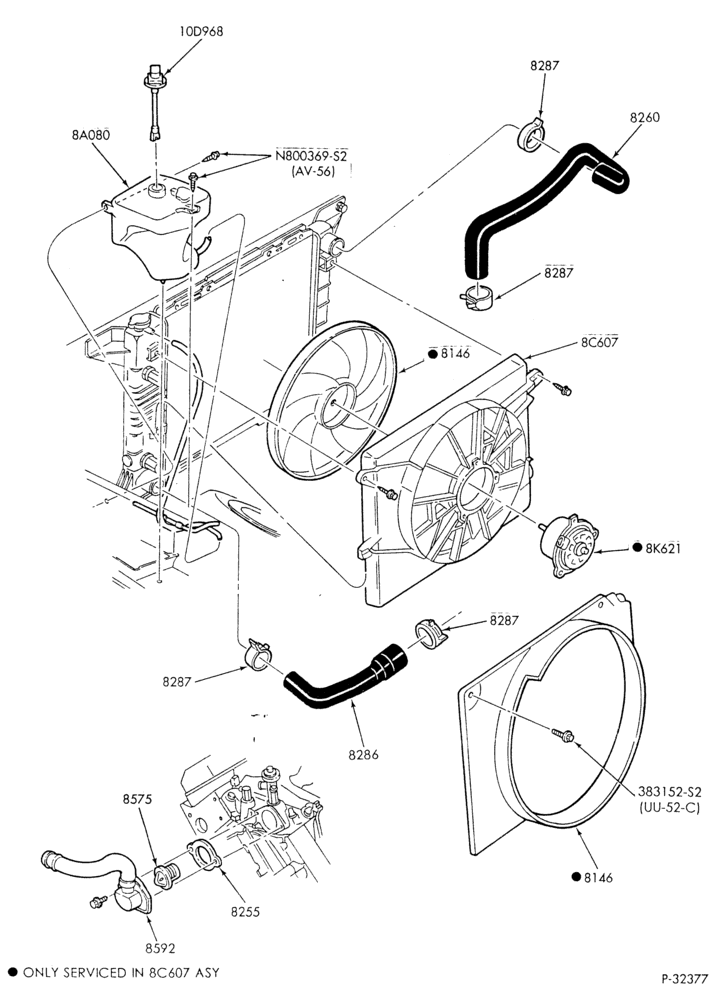 Схема Радиатор, GRILL AND COOLING-Cooling system - 6 cyl. 3.8L