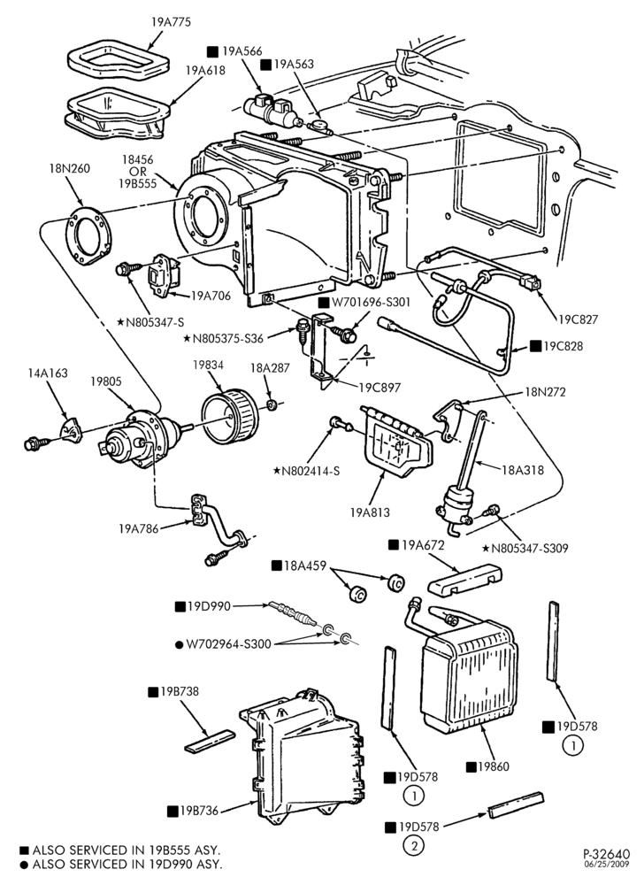 Схема AIR CONDITIONING-Evaporator parts - main - integral - engine compartment-E150/450