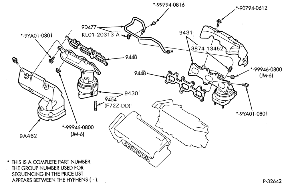 Схема 6 CYL. 2.5L-Manifold - exhaust manifold - exc. Calif.