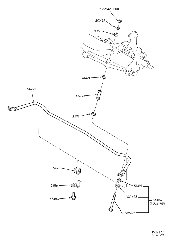 Схема FRAME-Rear suspension - rear stabilizer bar