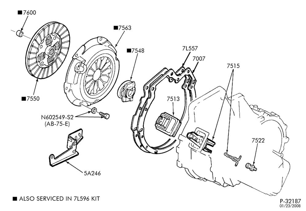 Схема EXTERNAL PARTS-Clutch plate, pressure plate, housing & flywheel-All