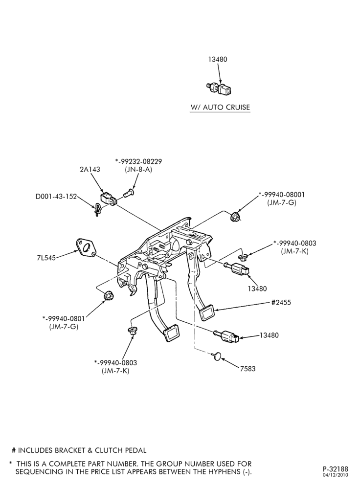 Схема EXTERNAL PARTS-Clutch pedal & related parts-All