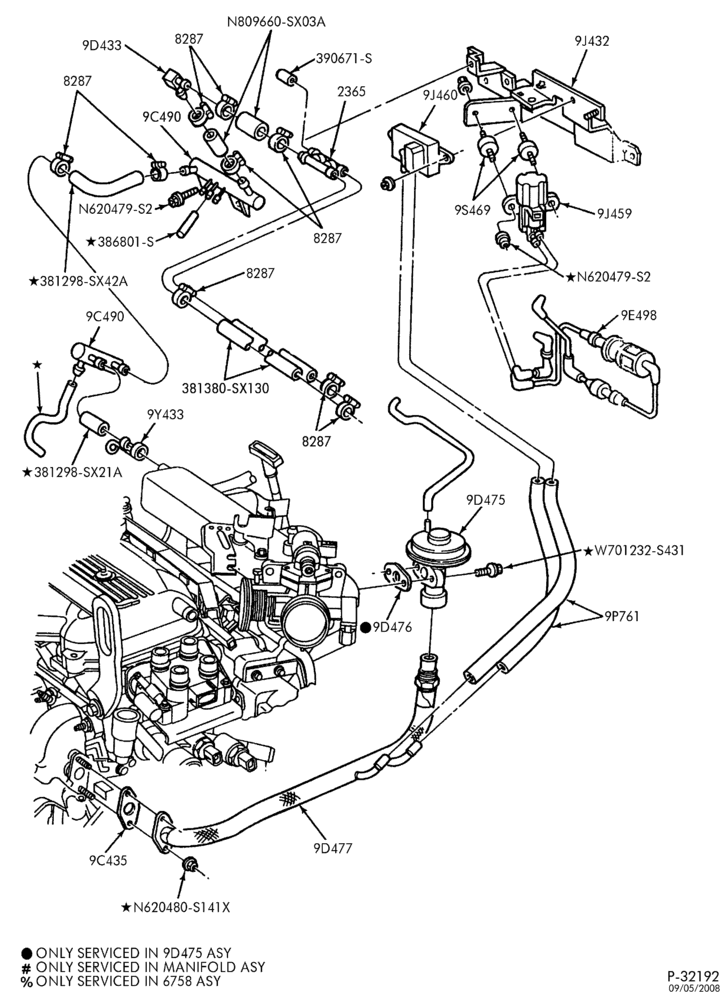 Схема 4 CYL. 2.0L - EXC. DOHC-Emission system exhaust gas recirculation - (E.G.R.)