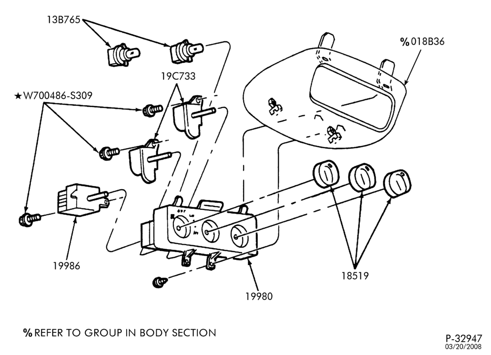 Схема AIR CONDITIONING-Auxiliary a/c controls - rear roof console-L1
