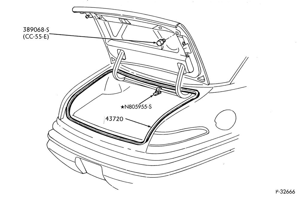 Схема LIFT/TAILGATE, LUGGAGE & BACK WINDOW-Luggage compartment - weatherstrip