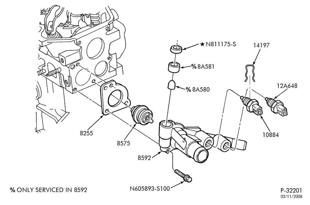 Схема Радиатор, GRILL AND COOLING-Water bypass tube - 4 cyl. 2.0L - exc. DOHC