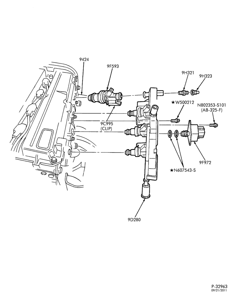 Схема 4 CYL. 2.0L - DOHC-Fuel injection manifold, injections, valves & wiring
