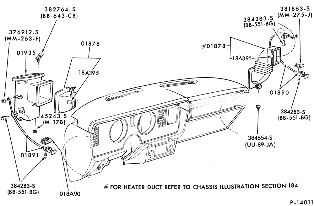Схема INSTRUMENT PANEL AND FLOOR-Vent air ducts