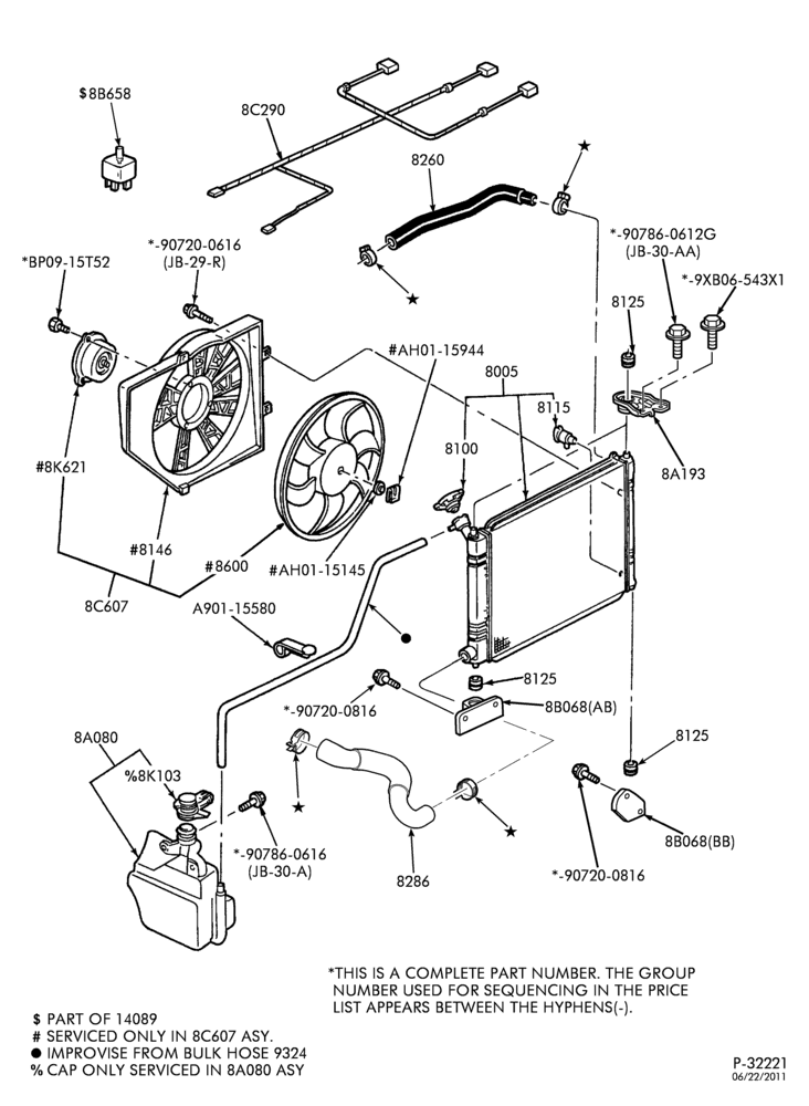 Схема Радиатор, GRILL AND COOLING-Cooling system - 4 cyl. 2.0L - exc. DOHC