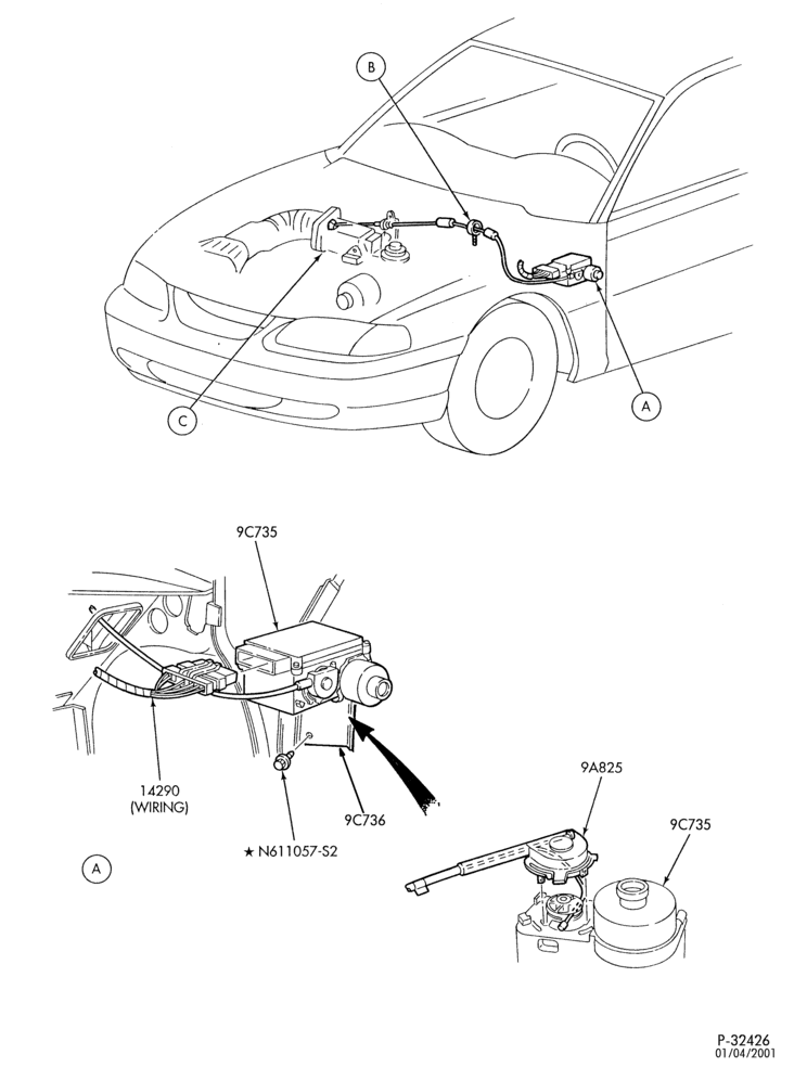 Схема 8 CYL. 4.6L-Speed control - production installation -engine compartment-SOHC-Page A