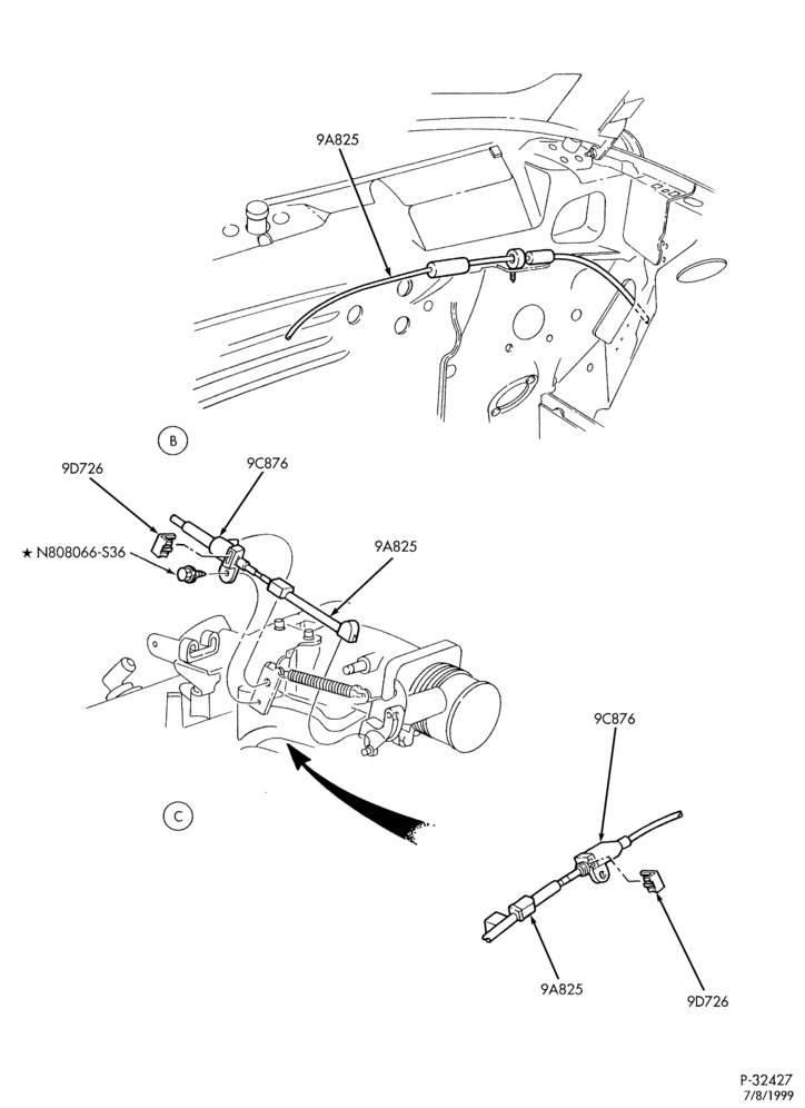 Схема 8 CYL. 4.6L-Speed control - production installation -engine compartment-SOHC-Page B