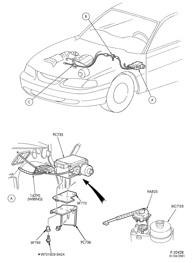 Схема 6 CYL. 3.8L-Speed control & related parts - Production installation - engine compartment - Page A