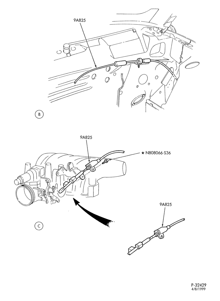 Схема 6 CYL. 3.8L-Speed control & related parts - Production installation - engine compartment - Page B