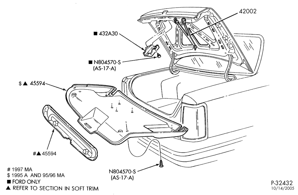 Схема SOFT, INTERIOR TRIM-Luggage compartment trim - decklid trim panel