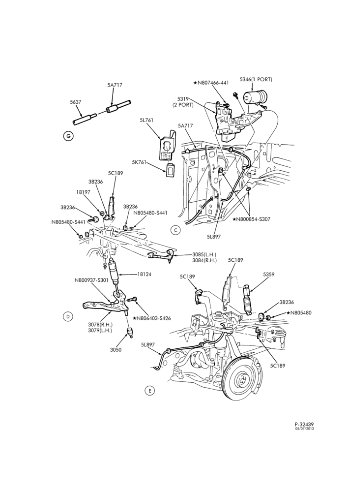 Схема SPRING, STABILIZERS, REAR SUSPENSION-Front suspension - load leveling - front suspension - Page B - 4x4-F250-Under 8500# GVW