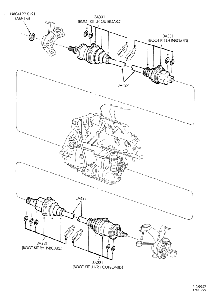 Схема FRONT SUSPENSION-Complete front wheel halfshaft - A/T