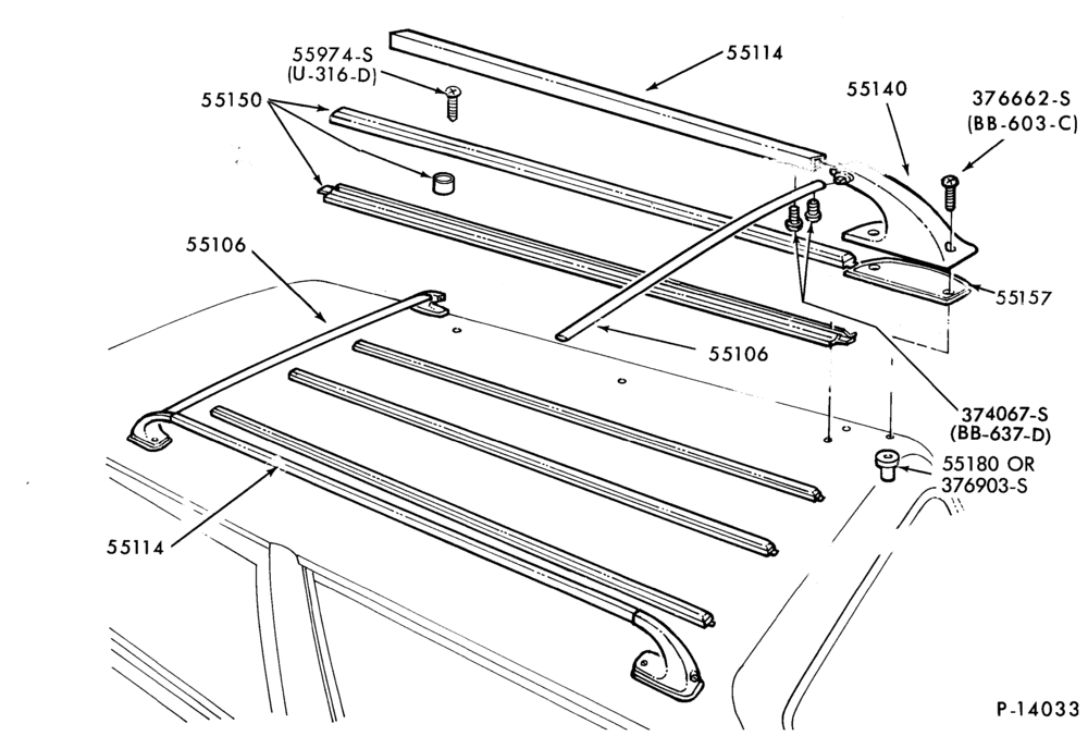 Схема LIFT/TAILGATE, LUGGAGE & BACK WINDOW-Luggage carrier - roof mounted - body type 74