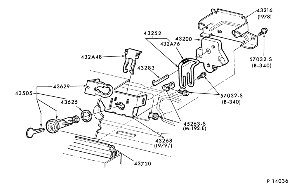 Схема LIFT/TAILGATE, LUGGAGE & BACK WINDOW-Latch parts - luggage compartment - body types 54 and 66