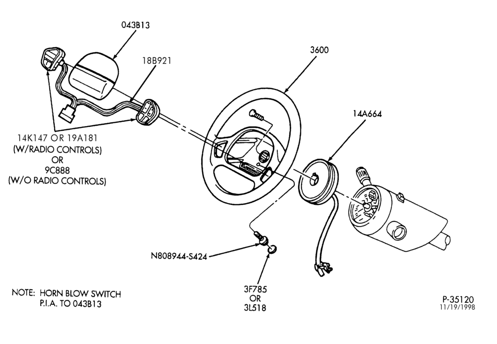 Схема ELECTRICAL SYSTEMS-Steering wheel - with speed control & radio controls-B (RHD Postal)