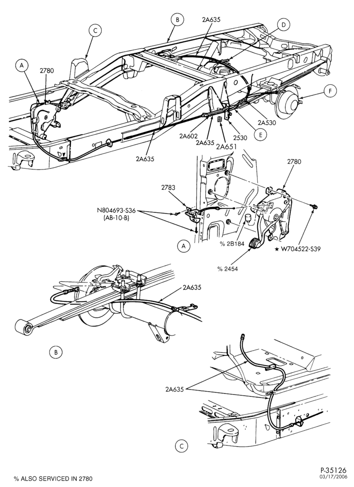 Схема BRAKES-Parking brake system - disc brakes - ""After 6/24/96'' - Page A-F150