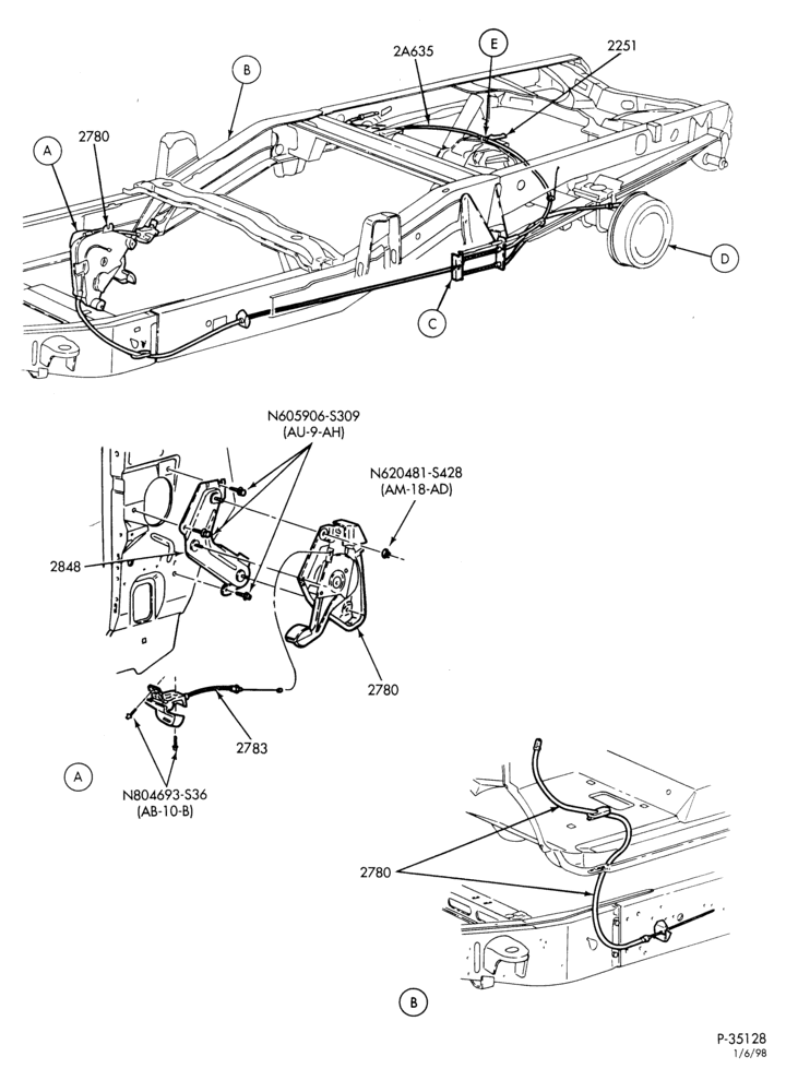 Схема BRAKES-Parking brake system - drum brakes - Page A-F150 (7700)