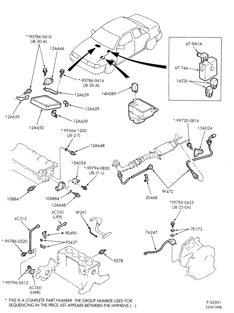Схема ELECTRICAL SYSTEMS-Wiring system - engine compartment - relays & switches - 4 cyl. 1.8L - A/T