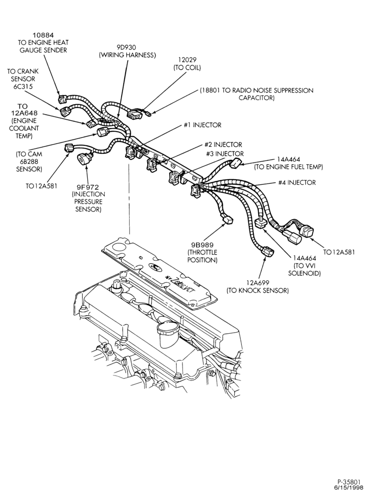Схема Электрооборудование — Электропроводка — двигатель - DOHC — лист A