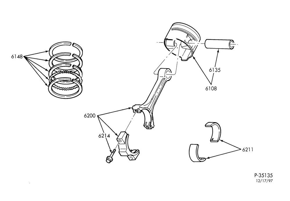 Схема ENGINE-Piston & connecting rod - with oil cooler