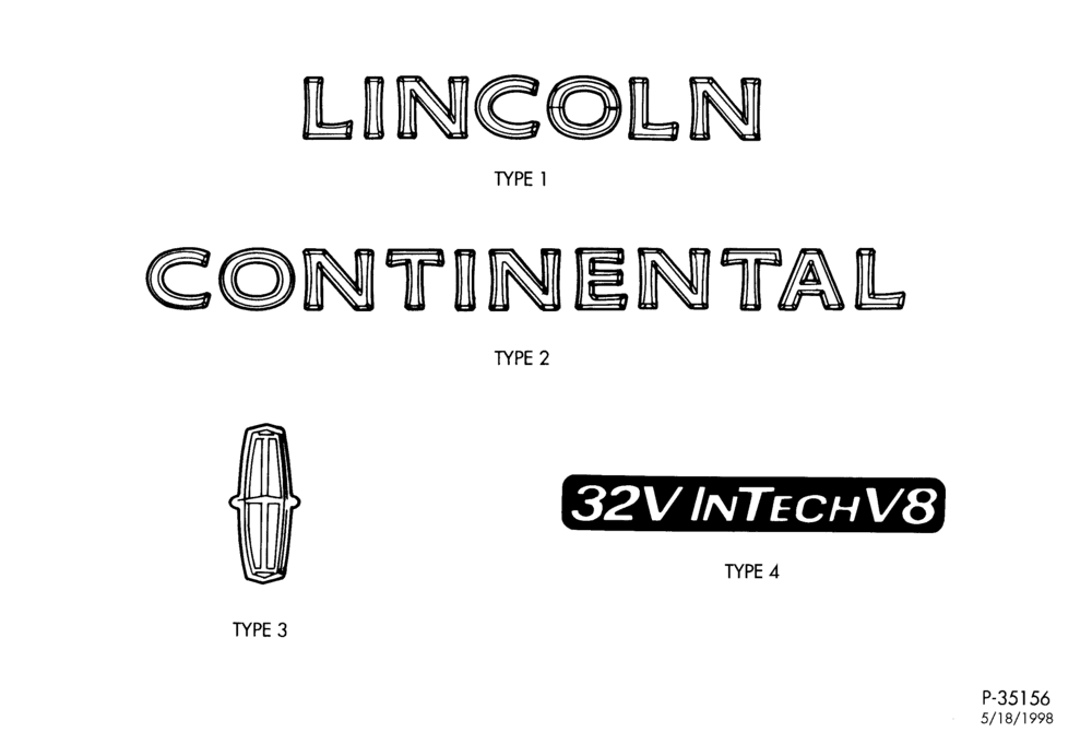 Схема LINCOLN CONTINENTAL -- NAME PLATES