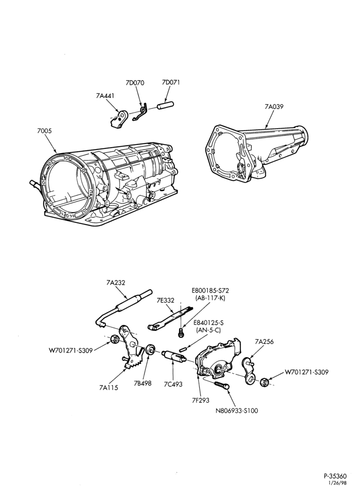 Схема 5R55E TYPE-INTERNAL PARTS - Manual control linkage & parking pawl-B,BN
