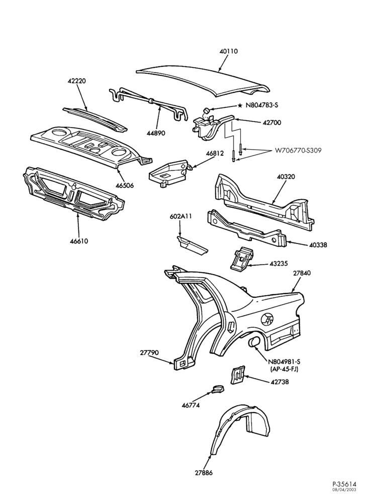 Схема SHEET METAL-54 - upper body - ""C'' pillar - Mercury
