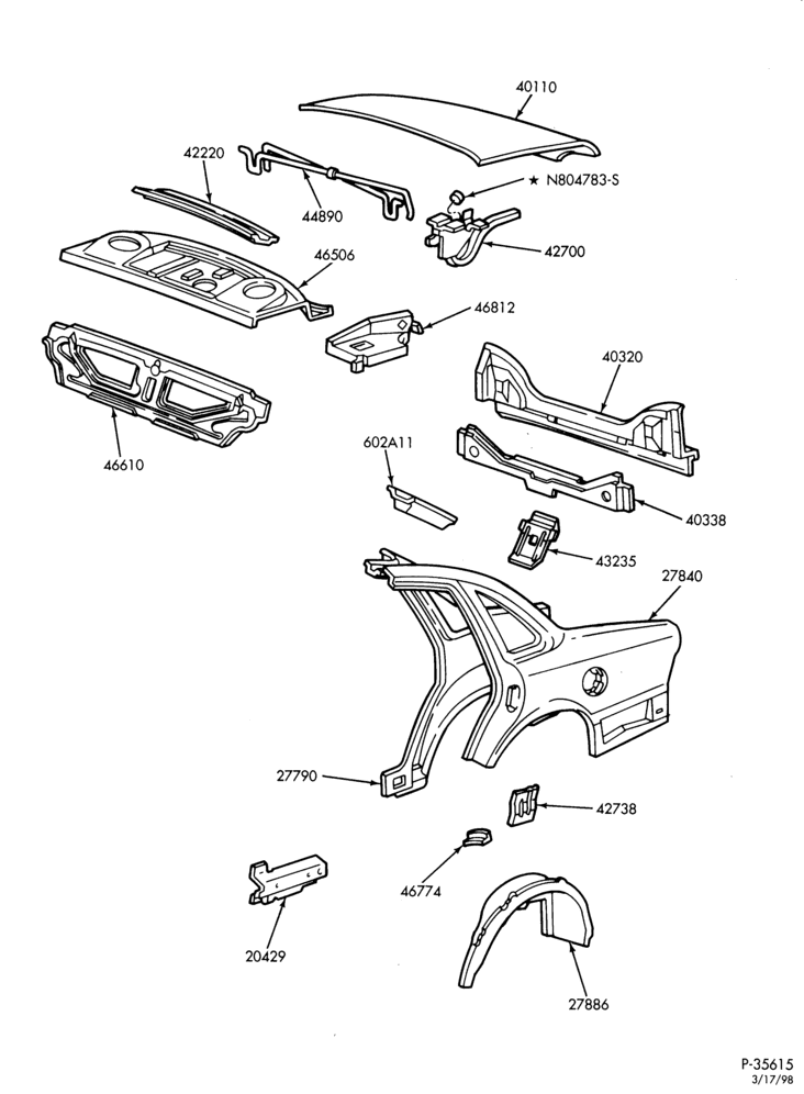 Схема SHEET METAL-54 - upper body - ""C'' pillar - Ford