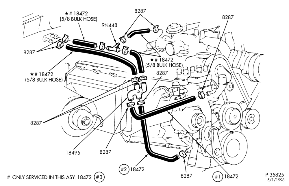 Схема Отопители — Шланги отопителя - 4 cyl. 2.5L with a/c — R