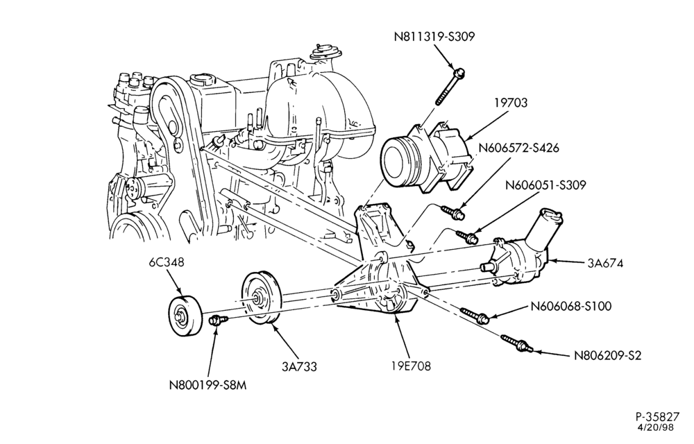 Схема AIR CONDITIONING-Compressor installation - 4 cyl. 2.5L - OHC-R